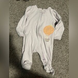 Carter's Purple Footie One Piece with Cozy Sleeves- newborn